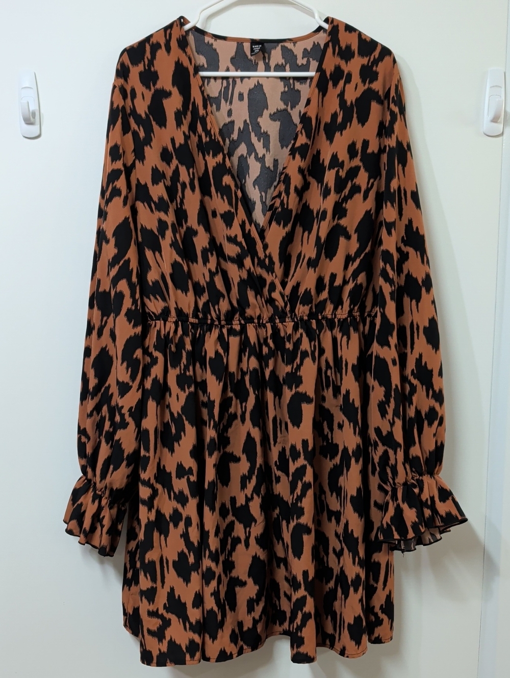 SHEIN Curve Animal Print Faux Wrap Mini Dress Size 4XL